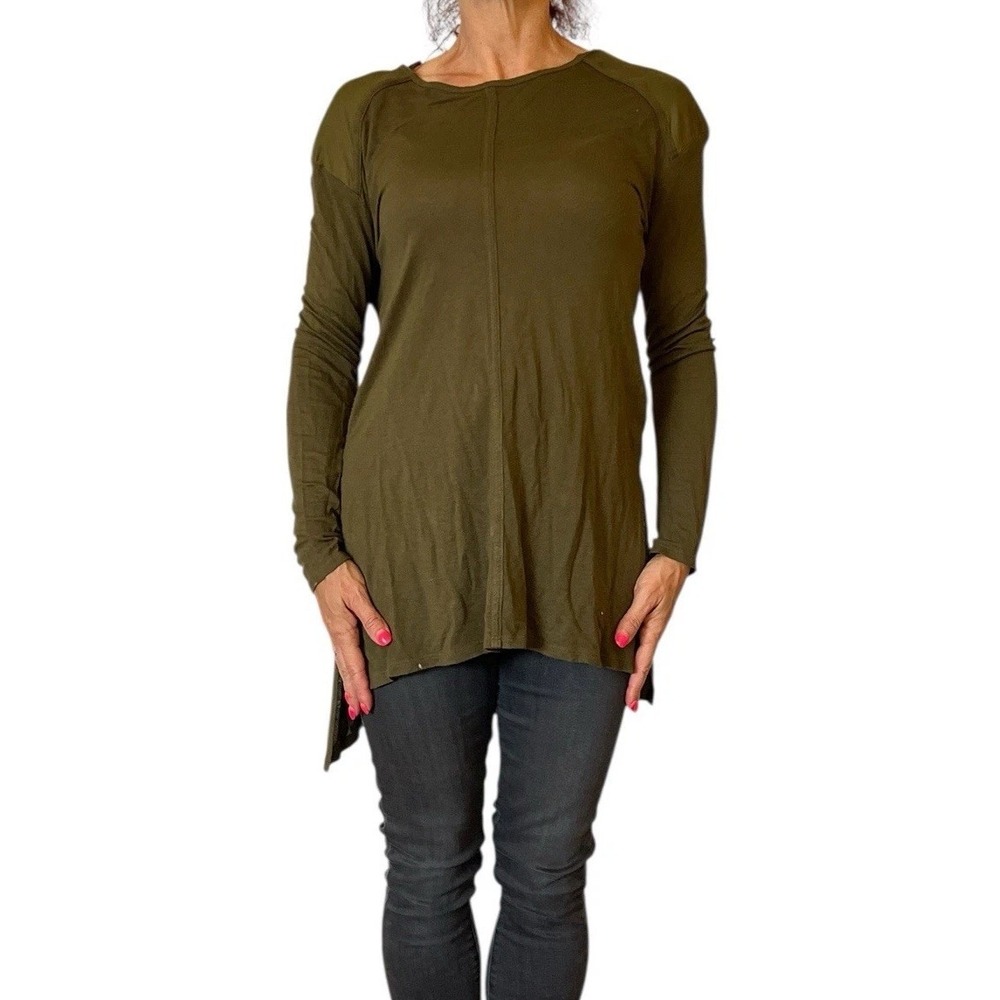 Zara Woman Collection Olive Green High Low Tunic Sweater Knit Top 1198/021 Small